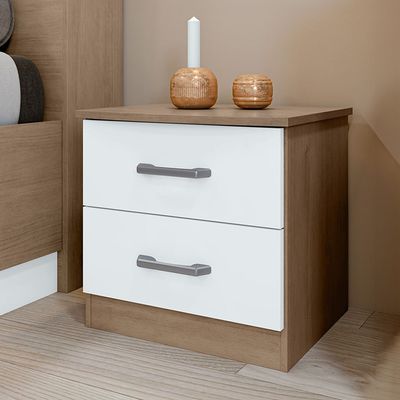 Amelia Night Stand - Light Oak / White