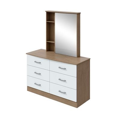 Amelia Dresser with Mirror - Light Oak/White - With 2-Year Warranty