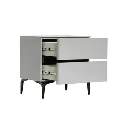 Santelmo Night Stand - High Gloss Light Grey - With 2-Year Warranty