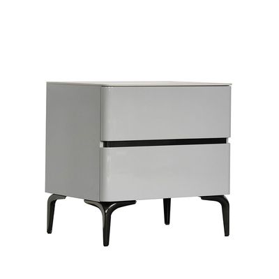 Santelmo Night Stand - High Gloss Light Grey - With 2-Year Warranty