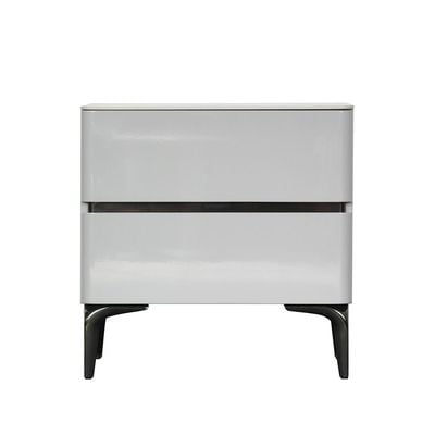 Santelmo Night Stand - High Gloss Light Grey - With 2-Year Warranty