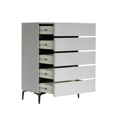 Santelmo Chest of 5 Drawers - High Gloss Light Grey