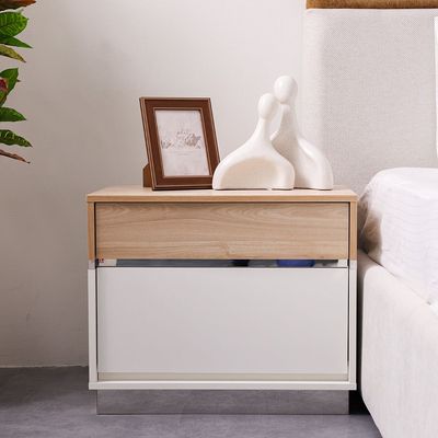 Frazer Nightstand - White/Natural Oak - With 2-Year Warranty