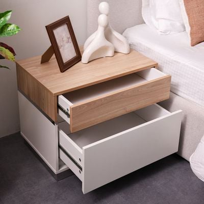 Frazer Night Stand - White/Natural oak