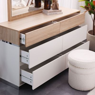 Frazer Dresser with Mirror - White/Natural oak