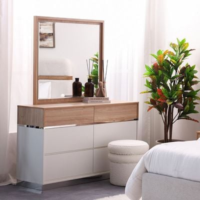 Frazer Dresser with Mirror - White/Natural oak