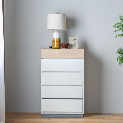 Frazer Chest of 5 Drawers - White/Natural oak