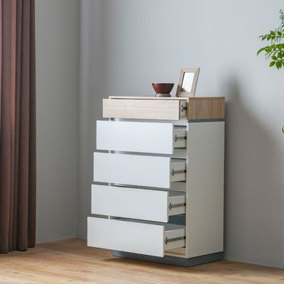 Frazer Chest of 5 Drawers - White/Natural oak