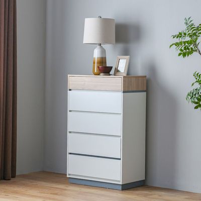 Frazer Chest of 5 Drawers - White/Natural oak