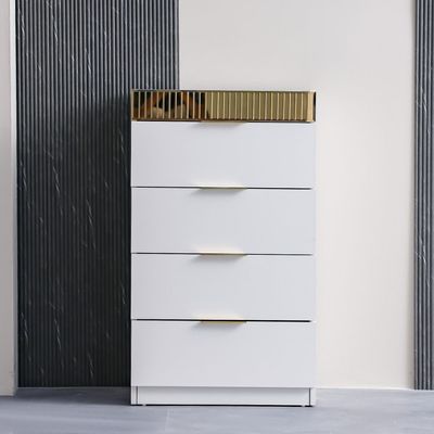 Hugo Chest of 5 Drawer - Beige / Golden