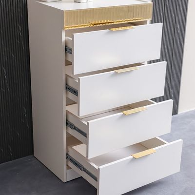 Hugo Chest of 5 Drawer - Beige / Golden