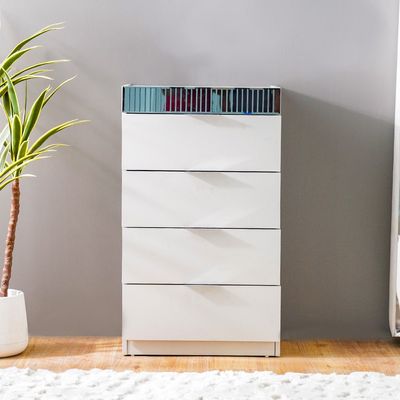 Hugo Chest of 5 Drawers - White/Grey - With 2-Year Warranty