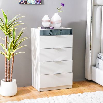 Hugo Chest of 5 Drawers - White/Grey - With 2-Year Warranty