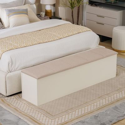 Serenity Bed Bench w/storage - Mud Cream / Golden