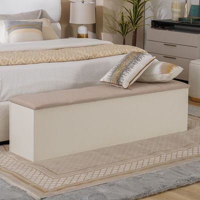 Serenity Bed Bench w/storage - Mud Cream / Golden