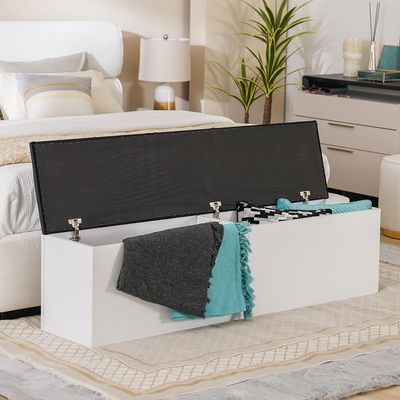 Serenity Bed Bench w/storage- White