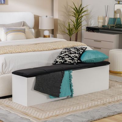 Serenity Bed Bench w/storage- White