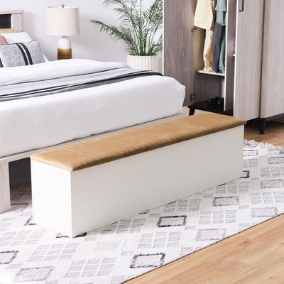 Hugo Bed Bench w/storage- Beige / Golden