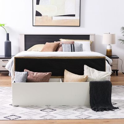 Hugo Bed Bench w/storage- Beige / Golden