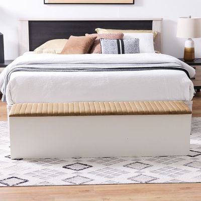 Hugo Bed Bench w/storage- Beige / Golden