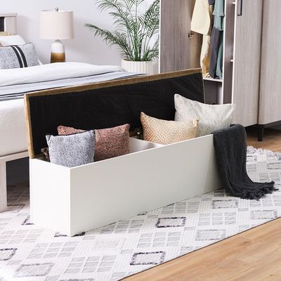 Hugo Bed Bench with Storage - Beige/Golden - With 2-Year Warranty