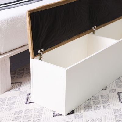 Hugo Bed Bench with Storage - Beige/Golden - With 2-Year Warranty