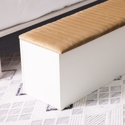 Hugo Bed Bench with Storage - Beige/Golden - With 2-Year Warranty
