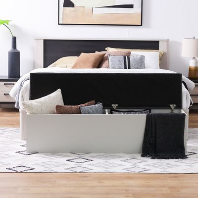 Hugo Bed Bench w/storage - White / Grey