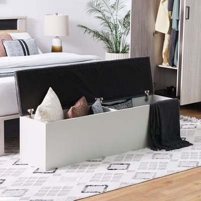 Hugo Bed Bench w/storage - White / Grey