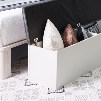 Hugo Bed Bench with Storage - White/Grey - With 2-Year Warranty