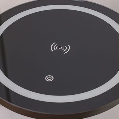 Ezmil 1 Drawer Round Night Stand W/ Wireless Charger And Led Light - Black / White