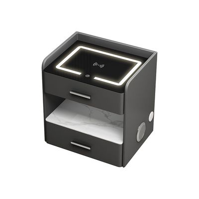 Randolf 2 Drawer Night Stand W/ Wireless Charger + Bluetooth Speaker And Led Light - Blue