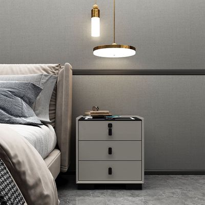 Layla 3 Drawer Night Stand W/ Wireless And Usb Charger + Bluetooth Speaker + Finger Print Lock And Led Light - Grey