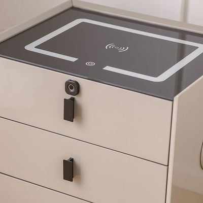 Layla 3 Drawer Night Stand W/ Wireless And Usb Charger + Bluetooth Speaker + Finger Print Lock And Led Light - Grey