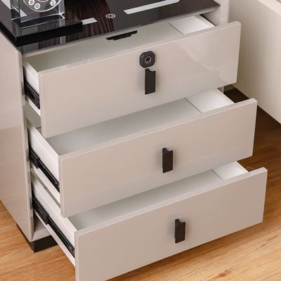 Layla 3 Drawer Night Stand W/ Wireless And Usb Charger + Bluetooth Speaker + Finger Print Lock And Led Light - Grey