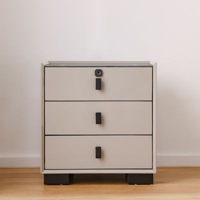 Layla 3 Drawer Night Stand W/ Wireless And Usb Charger + Bluetooth Speaker + Finger Print Lock And Led Light - Grey