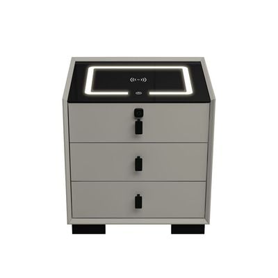 Layla 3 Drawer Night Stand W/ Wireless And Usb Charger + Bluetooth Speaker + Finger Print Lock And Led Light - Grey