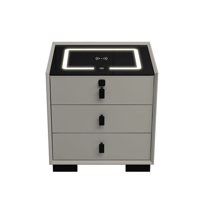 Layla 3 Drawer Night Stand W/ Wireless And Usb Charger + Bluetooth Speaker + Finger Print Lock And Led Light - Grey