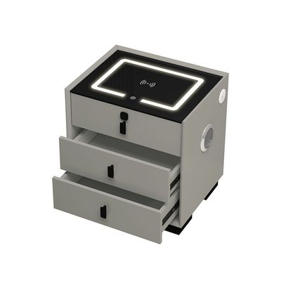 Layla 3 Drawer Night Stand W/ Wireless And Usb Charger + Bluetooth Speaker + Finger Print Lock And Led Light - Grey