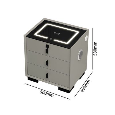 Layla 3 Drawer Night Stand W/ Wireless And Usb Charger + Bluetooth Speaker + Finger Print Lock And Led Light - Grey