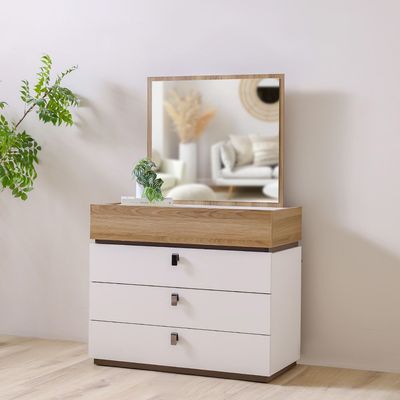 Sacramento Dresser With Mirror - Beige / Oak