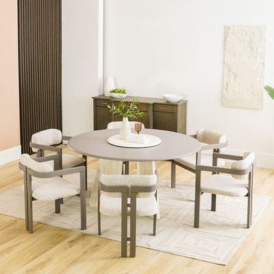 Artemis 1 + 6 Round Dining Set- Matte Grey