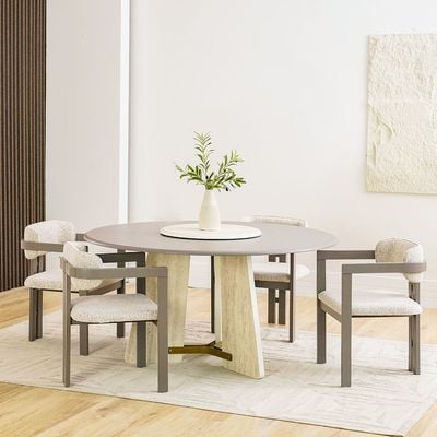 Artemis 1 + 6 Round Dining Set - Matte Grey - With 2-Year Warranty