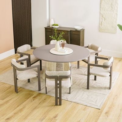 Artemis 1 + 6 Round Dining Set- Matte Grey