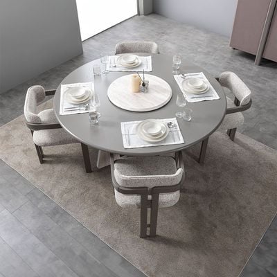 Artemis 1 + 6 Round Dining Set- Matte Grey