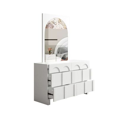 Calm 6 Drawer Dresser With Mirror -White