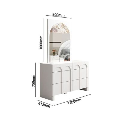 Calm 6 Drawer Dresser With Mirror -White