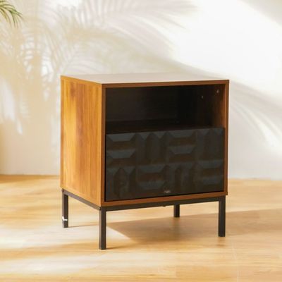 Dello End Table W/1 Drawer - Walnut / Black