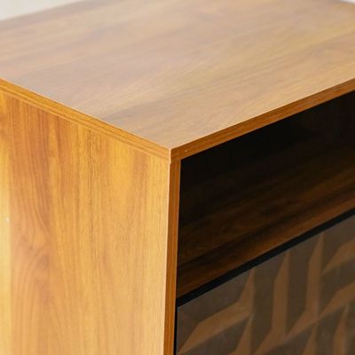 Dello End Table with 1 Drawer - Walnut/Black - With 2-Year Warranty