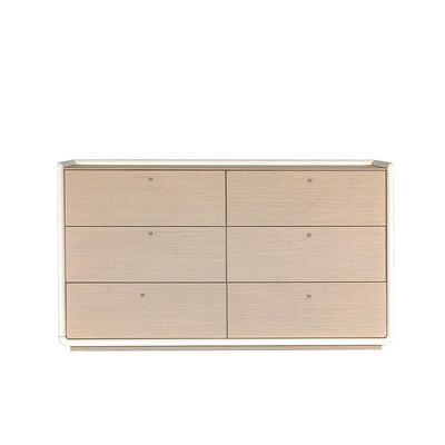 Brita 6 Drawer Dresser with Mirror - Beige / White Oak